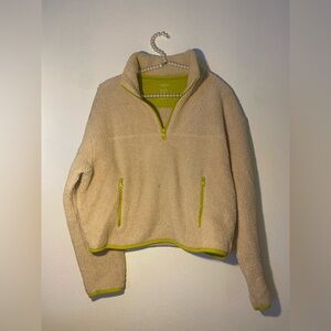 Girlfriend Collective Fleece Jacket Womens Small Half 1/2 Zip Cream Sherpa Crop